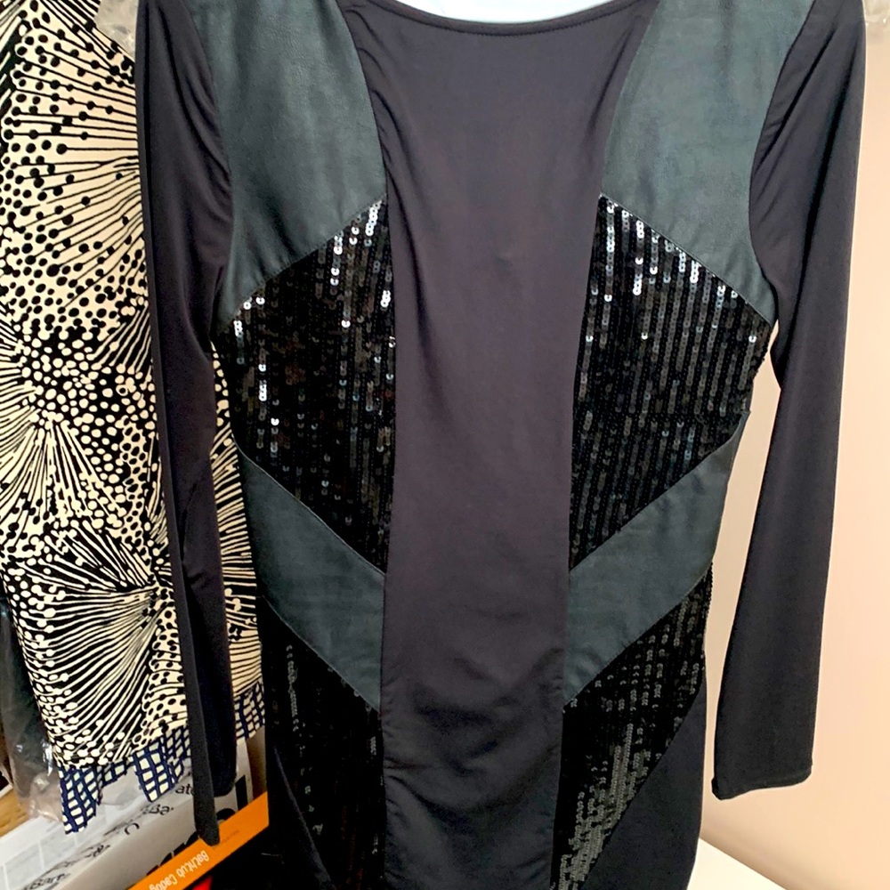 Multi textured black mini dress. LIKE NEW!